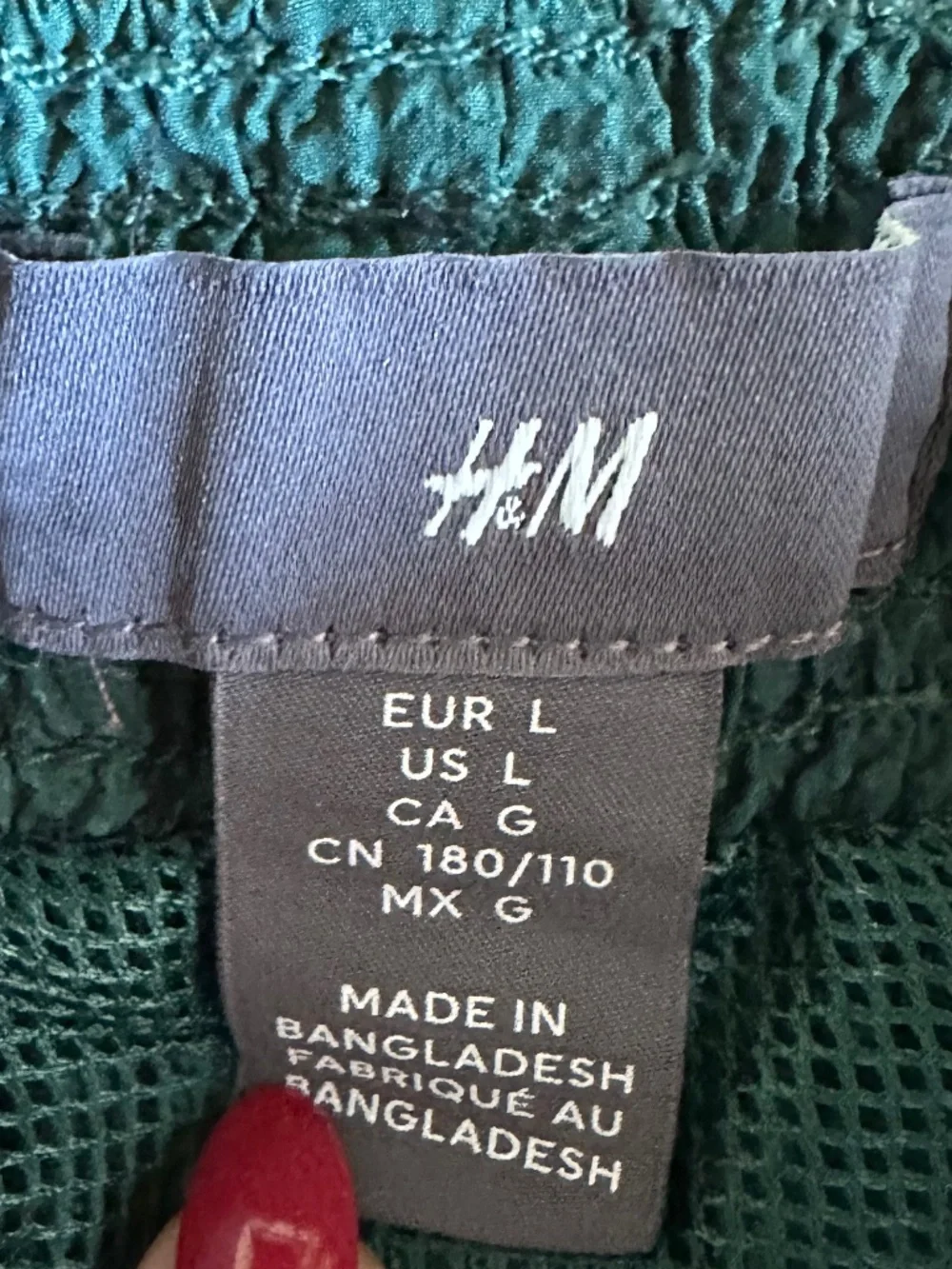 H&M Seersucker Swim Shorts Forest Green Size L